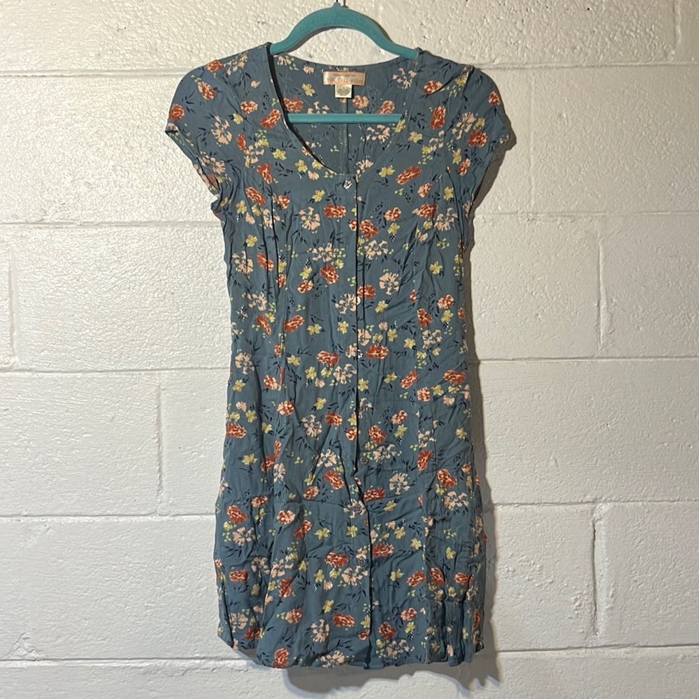 Flower print button down dress